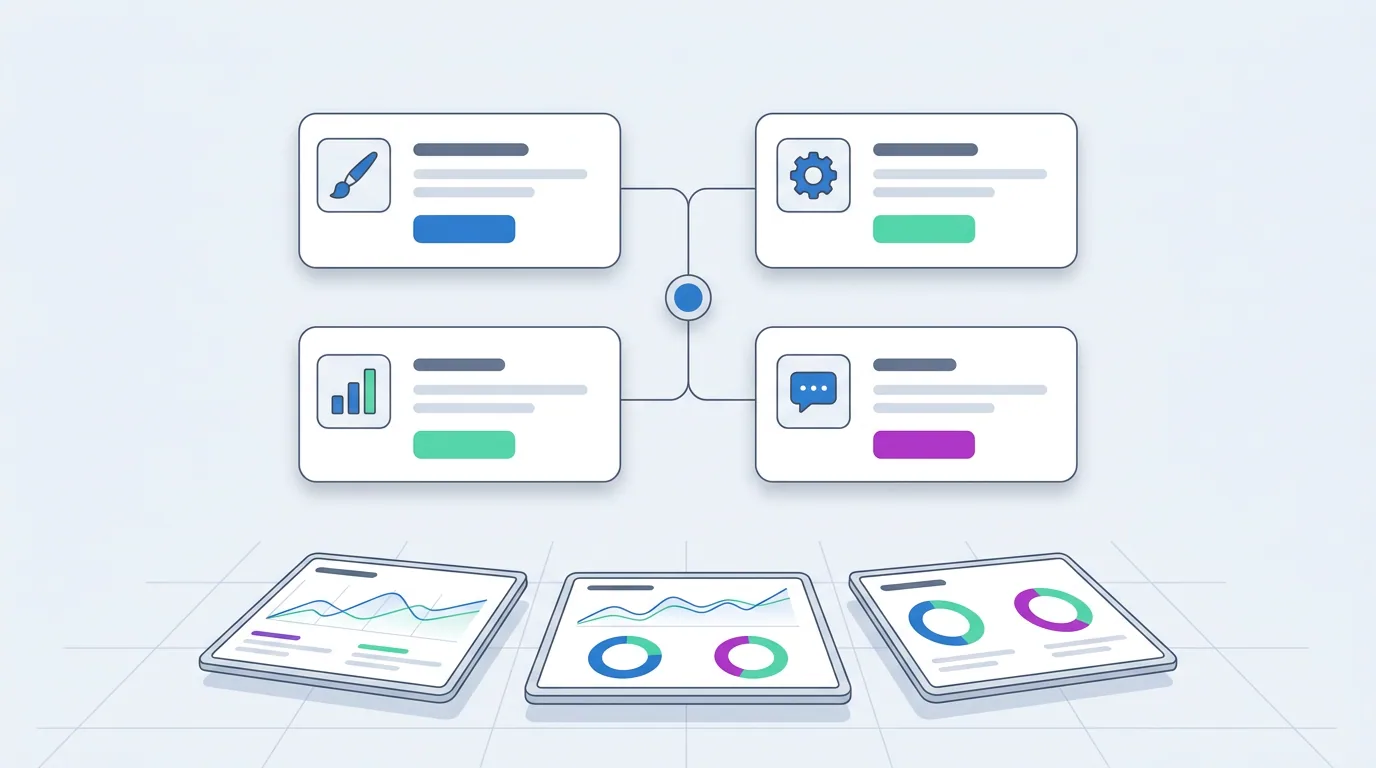 AI advertising tools dashboard comparing campaign automation, creative tests and reporting